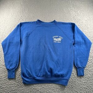 Vtg 80's Beverly Hills Fire Dept Sweatshirt Mens L Crewneck Blue Healthknit